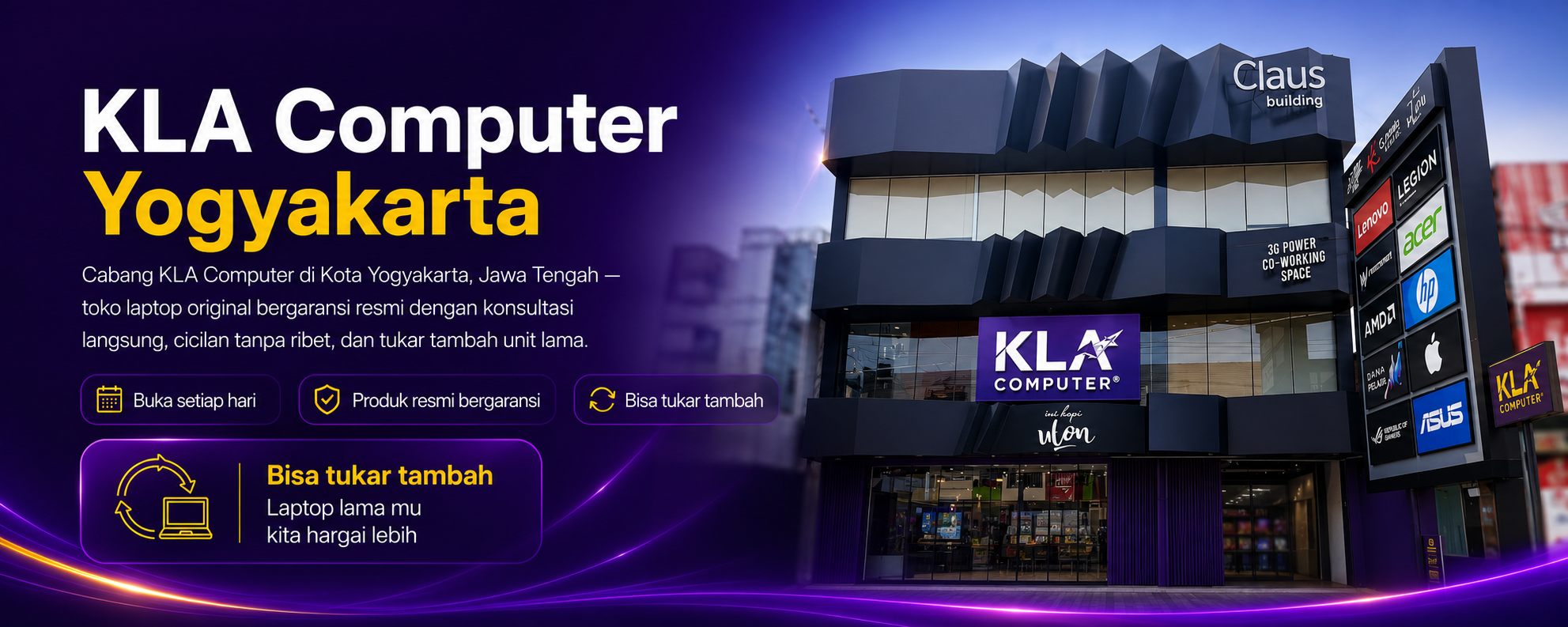 KLA Computer Jogja &mdash; toko laptop original bergaransi resmi, buka setiap hari, KLA Service Center. Bisa tukar tambah laptop lama.